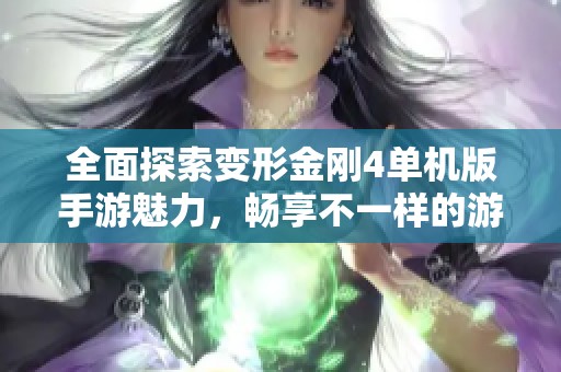 全面探索变形金刚4单机版手游魅力，畅享不一样的游戏体验
