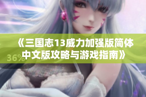 《三国志13威力加强版简体中文版攻略与游戏指南》