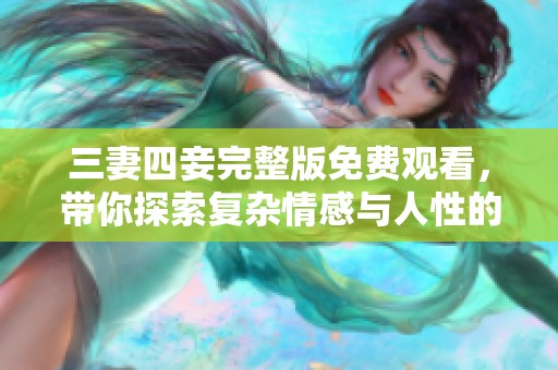 三妻四妾完整版免费观看，带你探索复杂情感与人性的精彩剧情