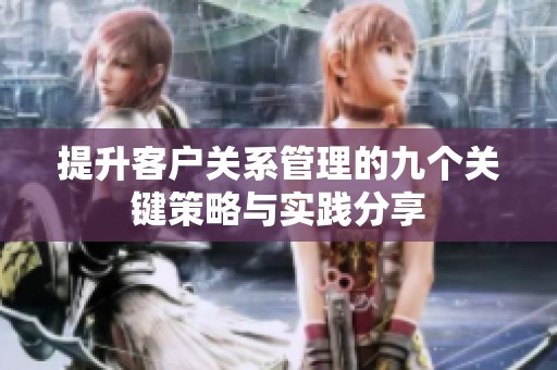 提升客户关系管理的九个关键策略与实践分享