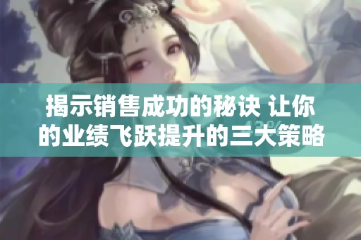 揭示销售成功的秘诀 让你的业绩飞跃提升的三大策略